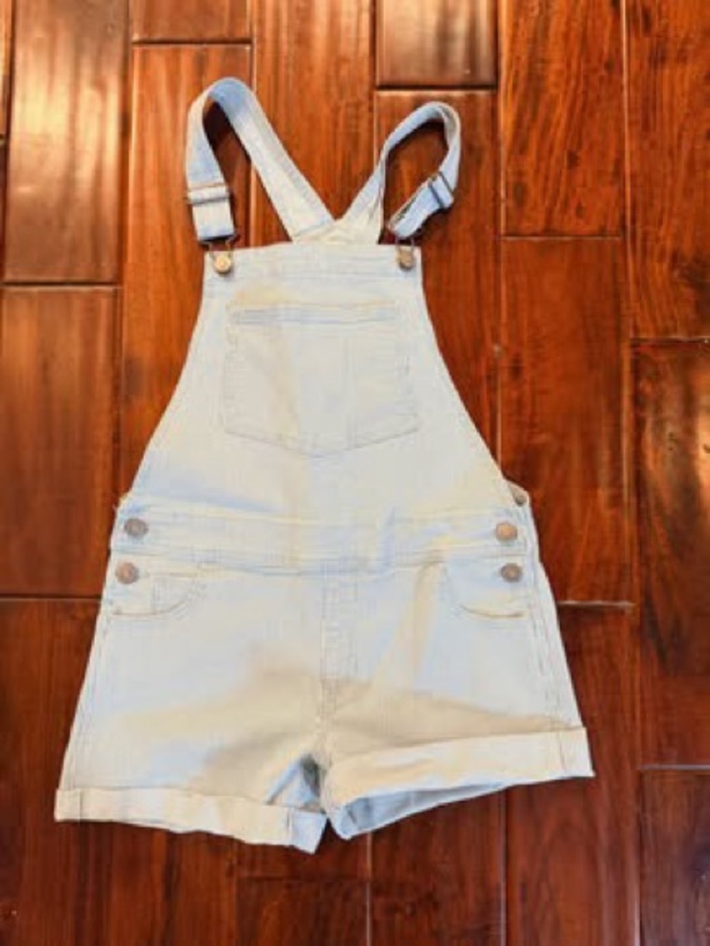 Girls 10/12 Pin Stripe Denim Short Overalls